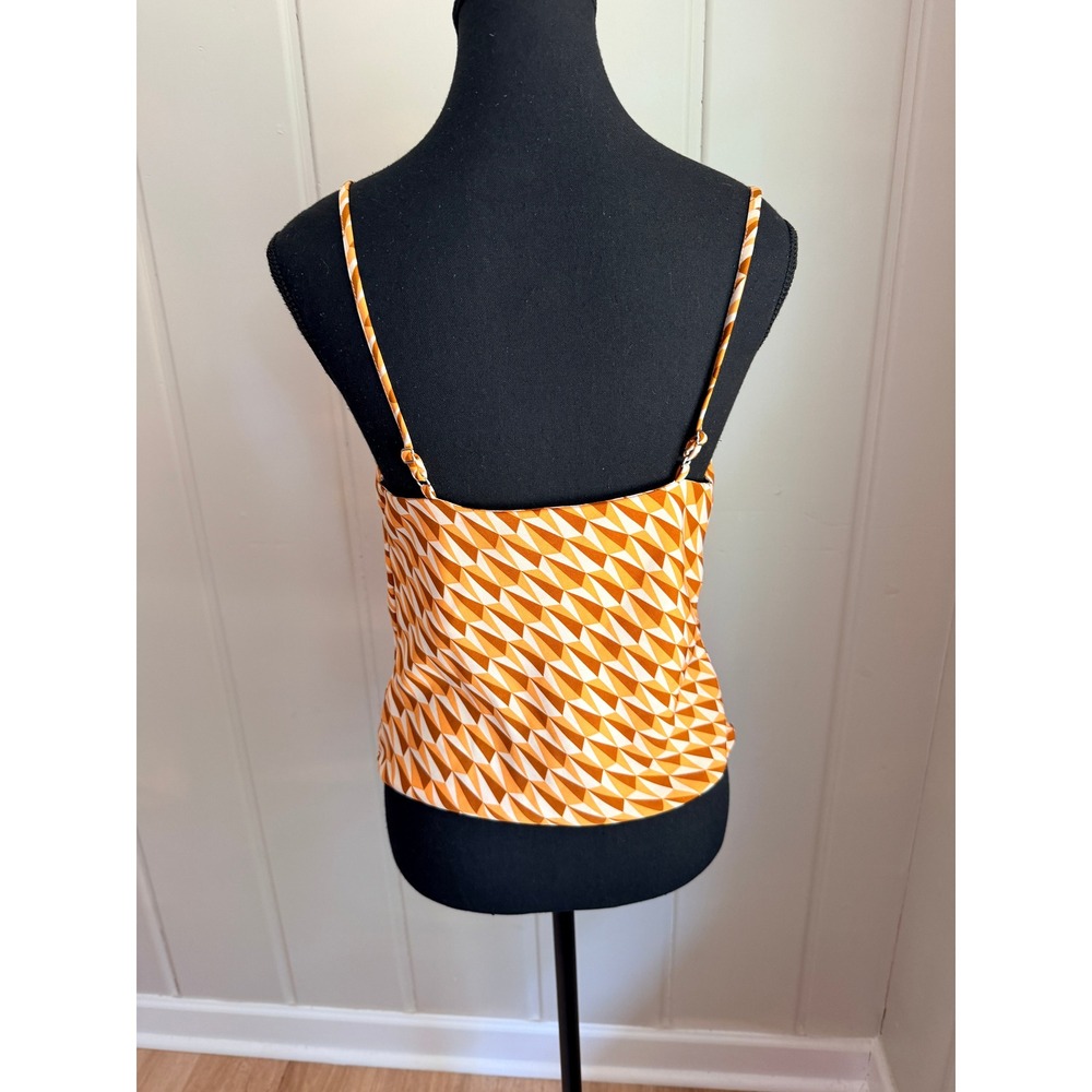 Milk & Honey Geometric Prism Cowl Neck Camisole Orange Tan XS - Picture 3 of 6